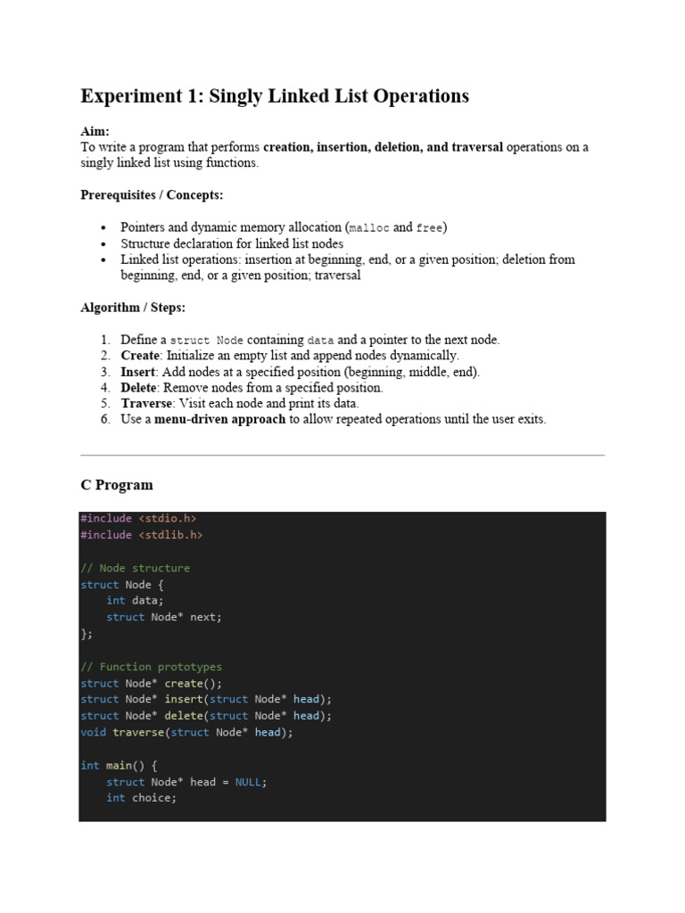 Singly and Doubly Linked List Operations | PDF | Queue (Abstract Data ...