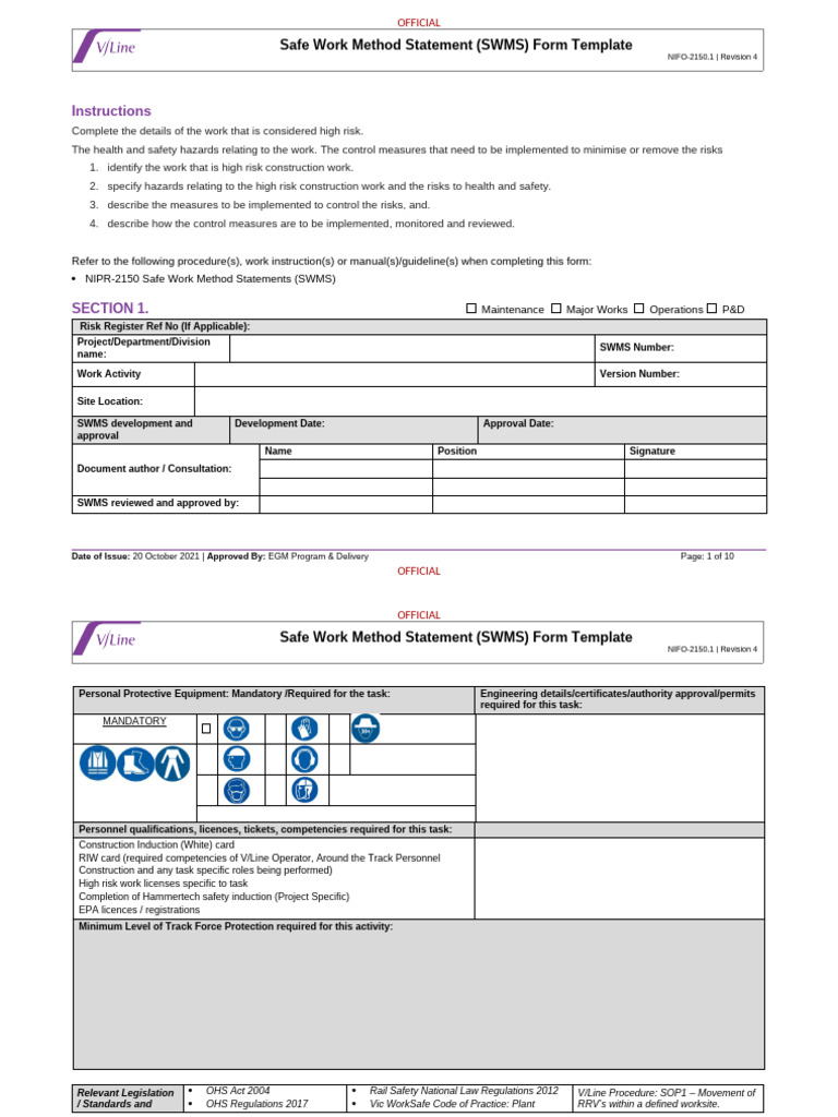 High-Risk SWMS Form Template | PDF | Risk | Pollution