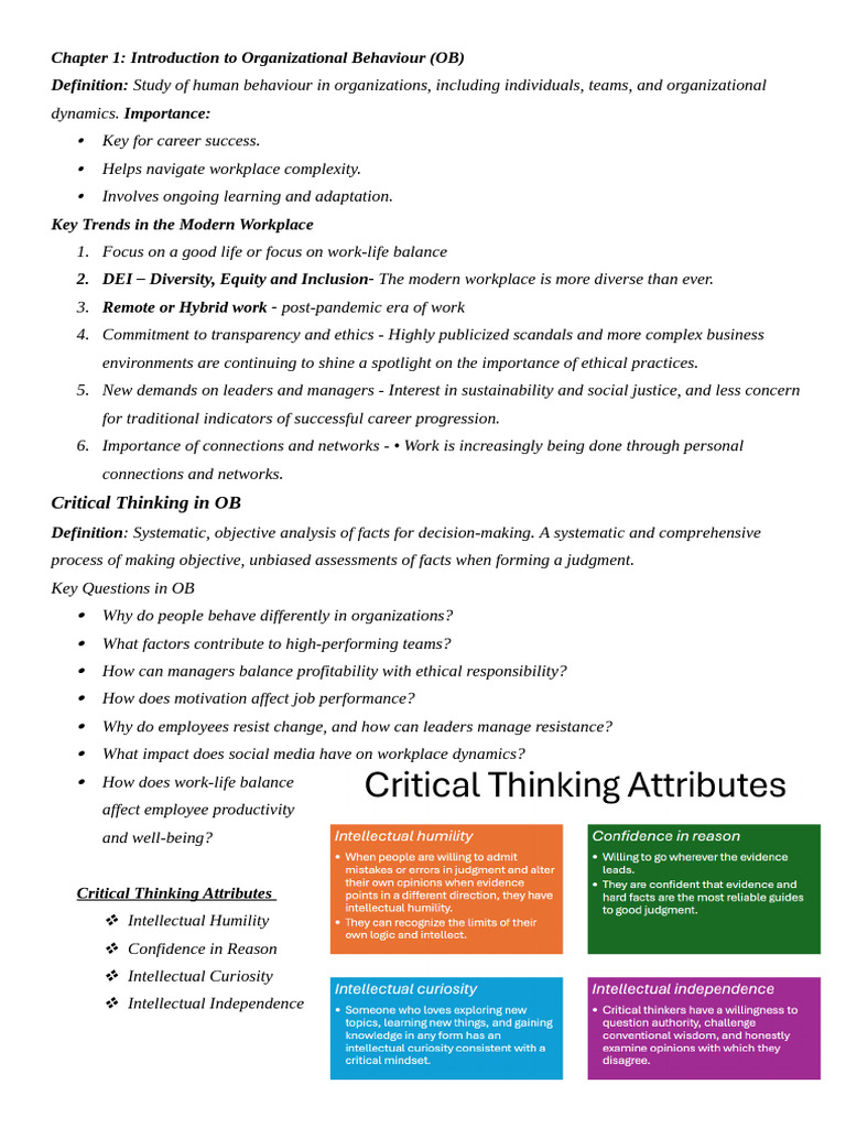 Organizational Behaviour notes | PDF | Extraversion And Introversion ...