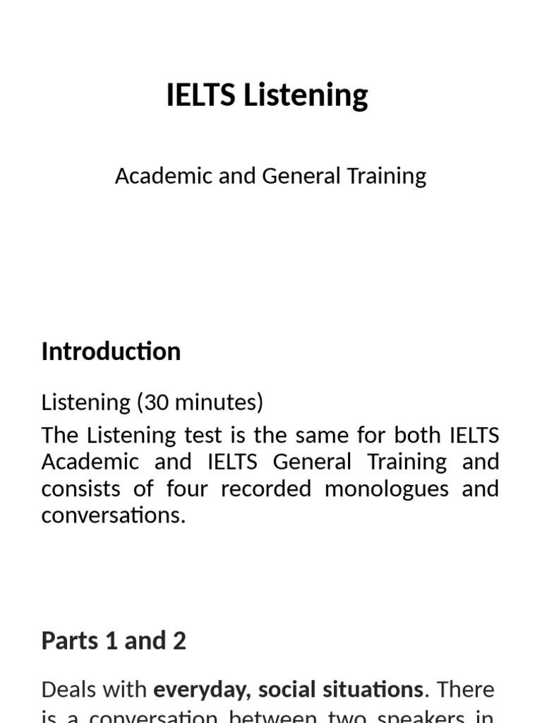 IELTS Listening Test Overview Guide | PDF