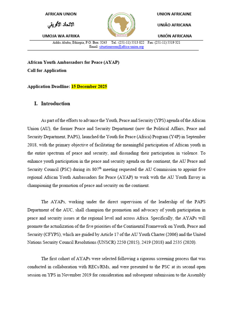 En Ayap Call for Applications | PDF | African Union