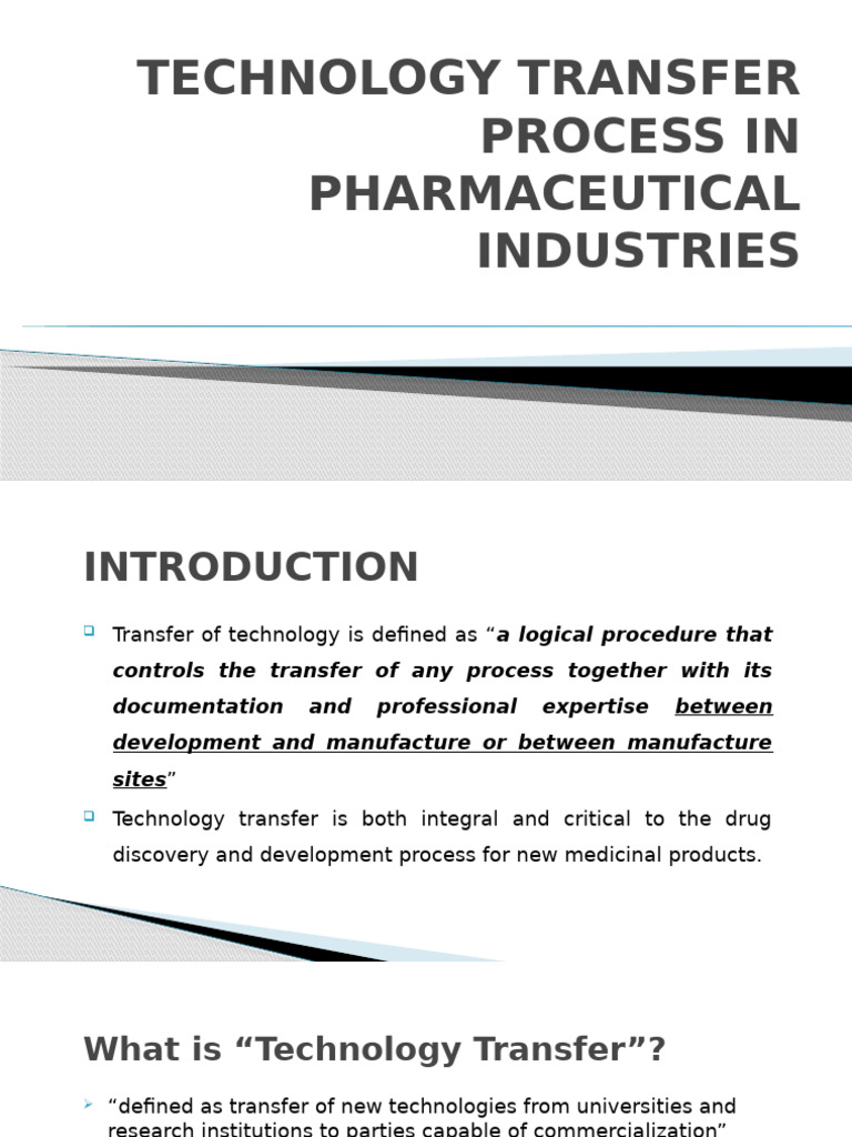 Pharmaceutical Technology Transfer Guide | PDF | Phases Of Clinical ...