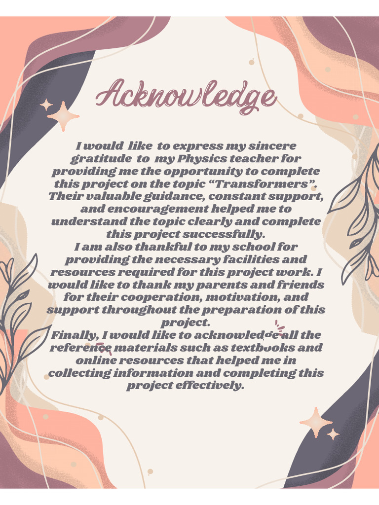 Acknowledgments for Physics Project | PDF