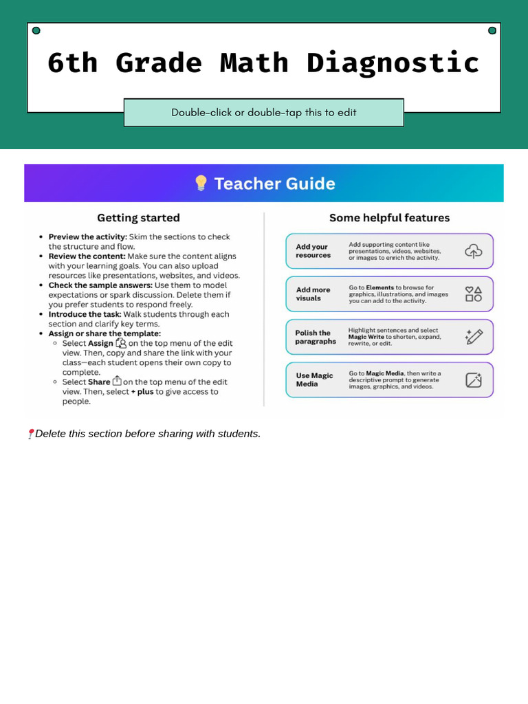 6th Grade Math Diagnostic Assessment | PDF | Number Theory | Elementary ...