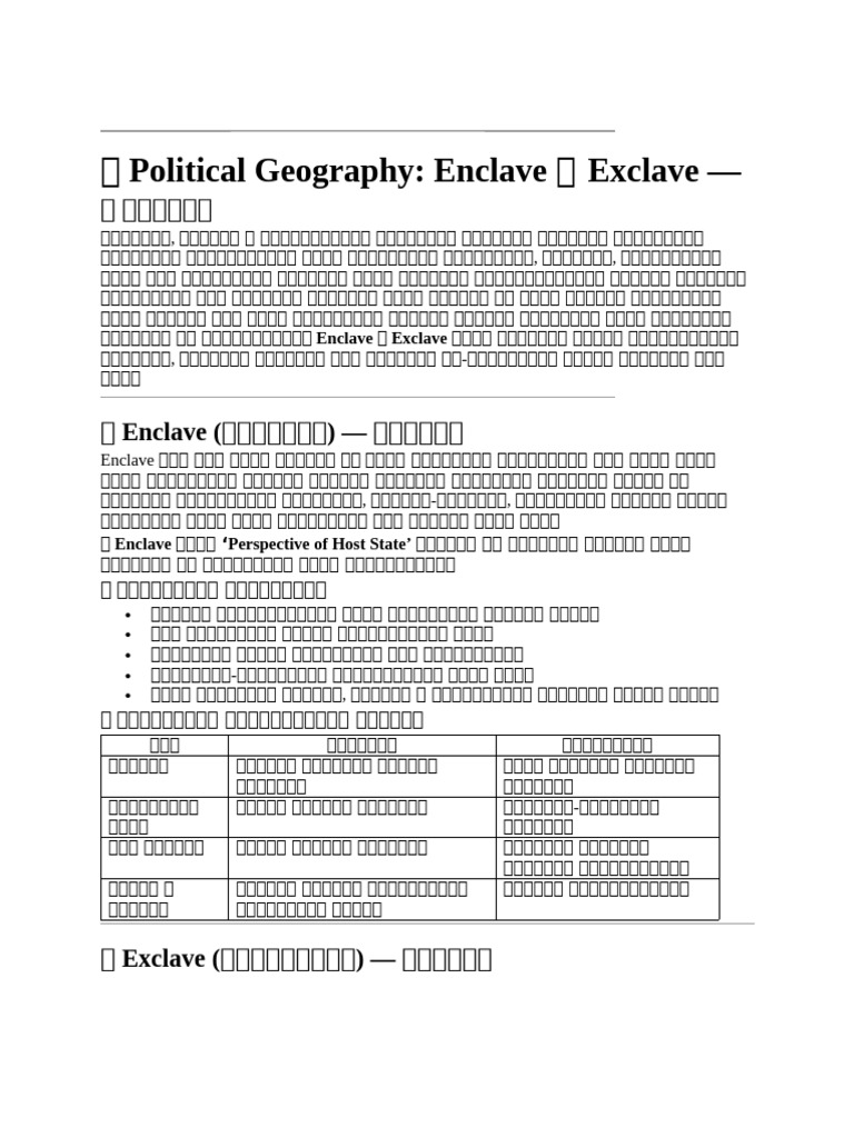 Political Geography: Enclave Exclave | PDF