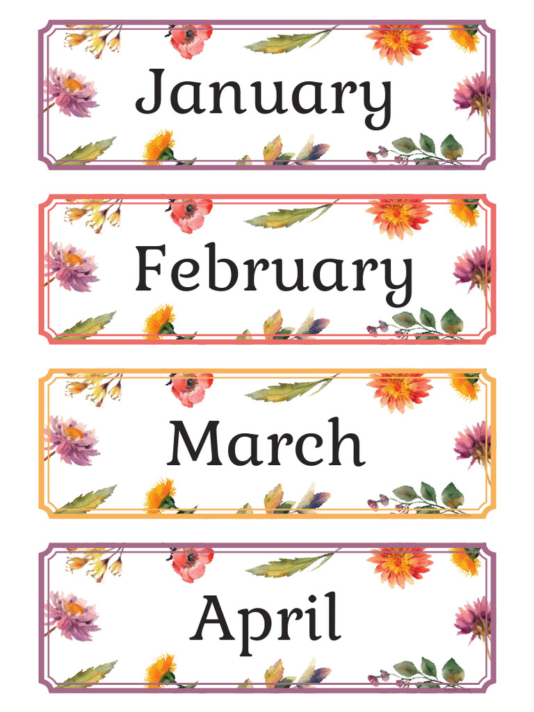 Months of the Year Word Cards | PDF