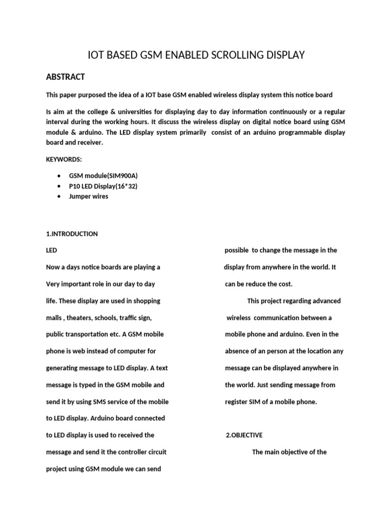 Iot Based Gsm Enabled Scrolling Display Rearch Paper - Copy | PDF