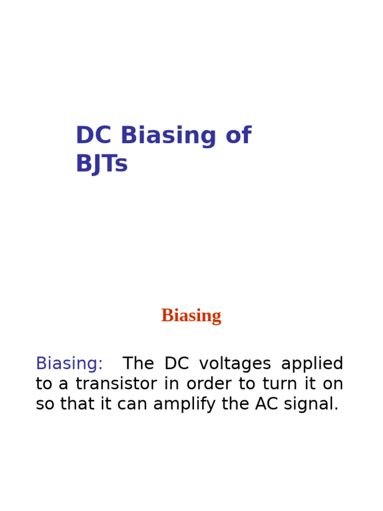 DC Biasing Techniques for BJTs | PDF | Amplifier | Electronic Circuits