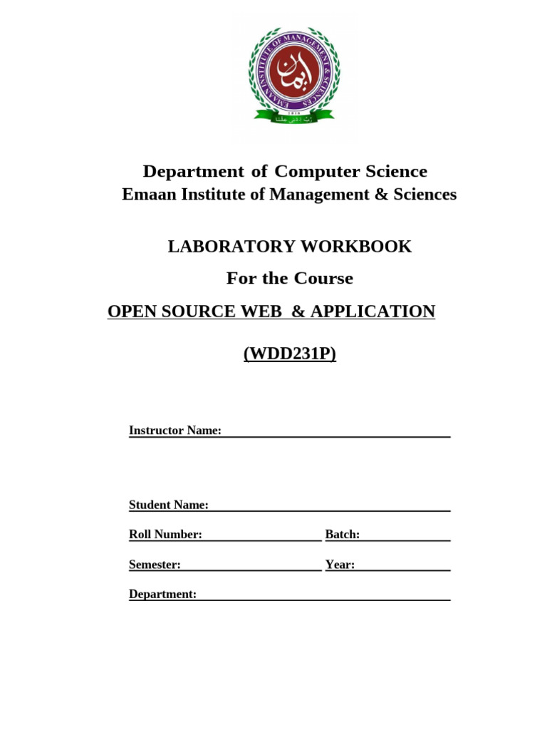 Open Source Web & Application Lab Workbook | PDF | Databases ...