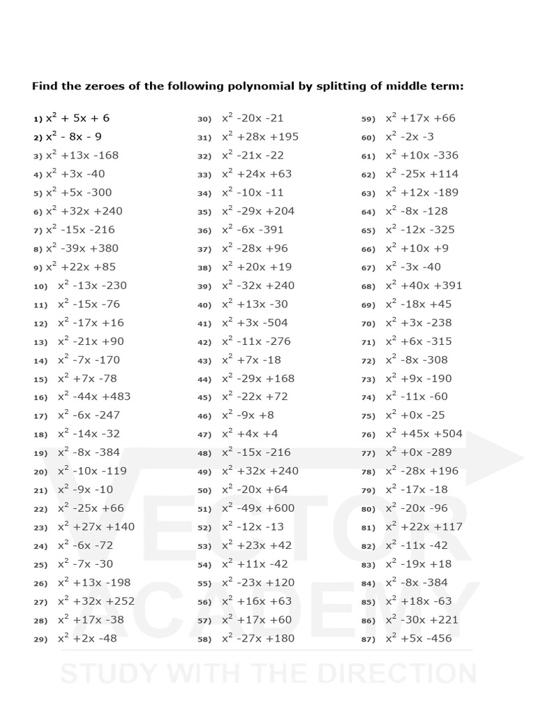 Find Zeroes of Polynomials by Splitting | PDF