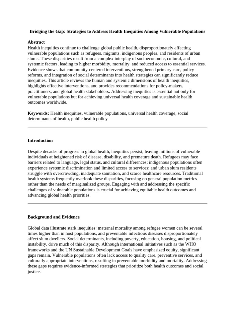 Bridging the Gap | PDF | Global Health | Health Equity