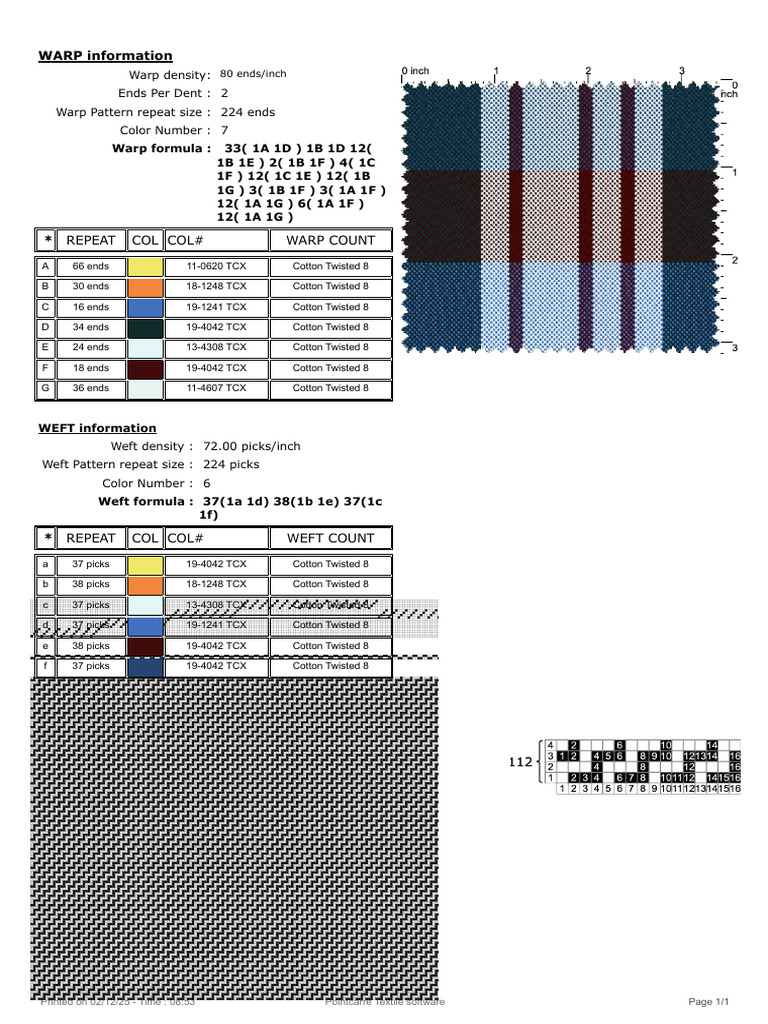 Warp and Weft Specifications Guide | PDF