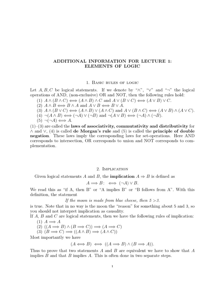Lecture1 Logic | PDF | Mathematical Proof | Mathematical Logic