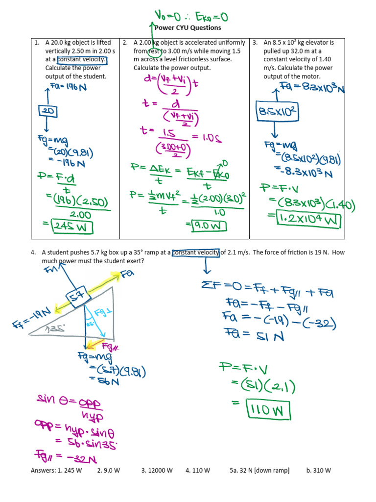 Power Calculations for Physics Problems | PDF