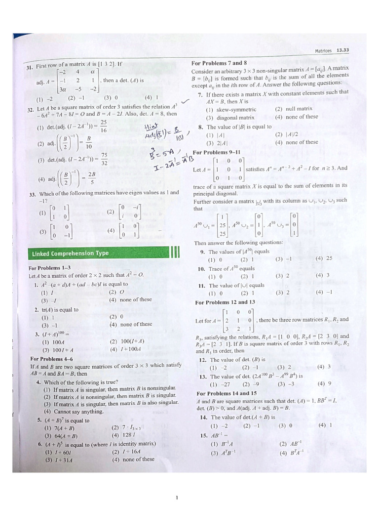 Matrices Paragraph Type | PDF
