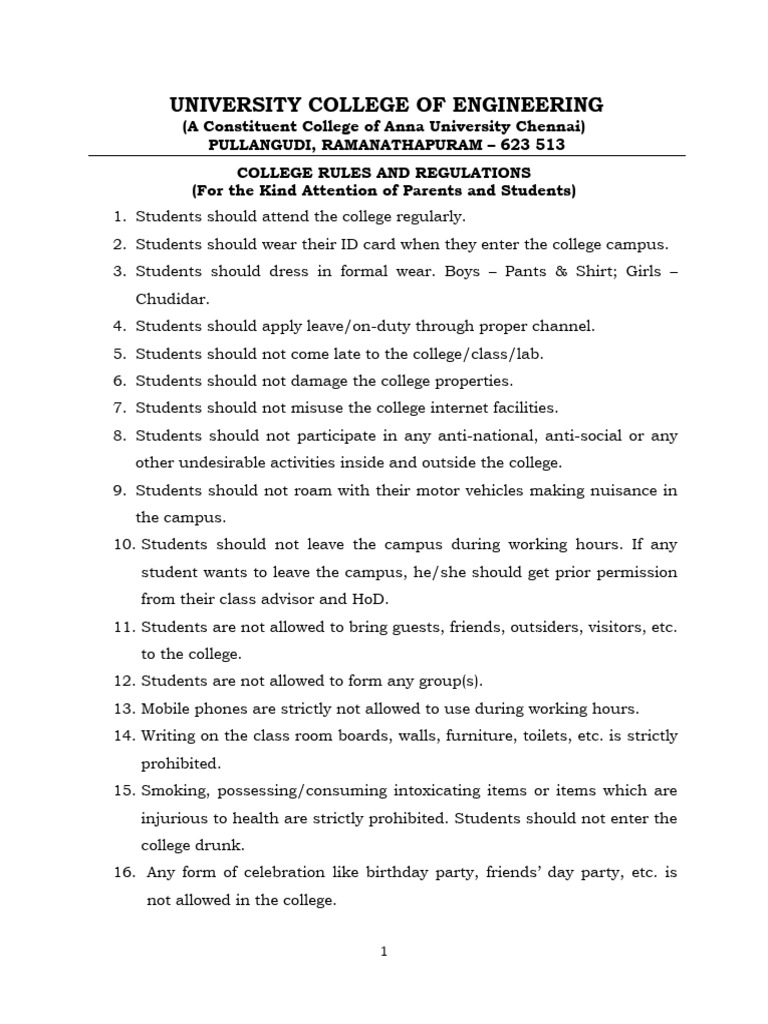 College Rules & Regulations-2 | PDF