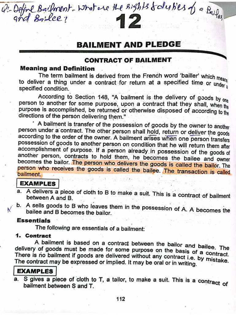 Bailment and Pledge | PDF