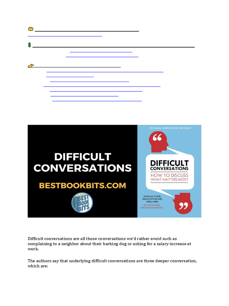 Difficult Conversations | PDF | Social Psychology | Psychology