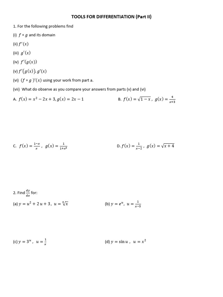 5. Tool for Differentiation- Part 2 | PDF | Functions And Mappings ...