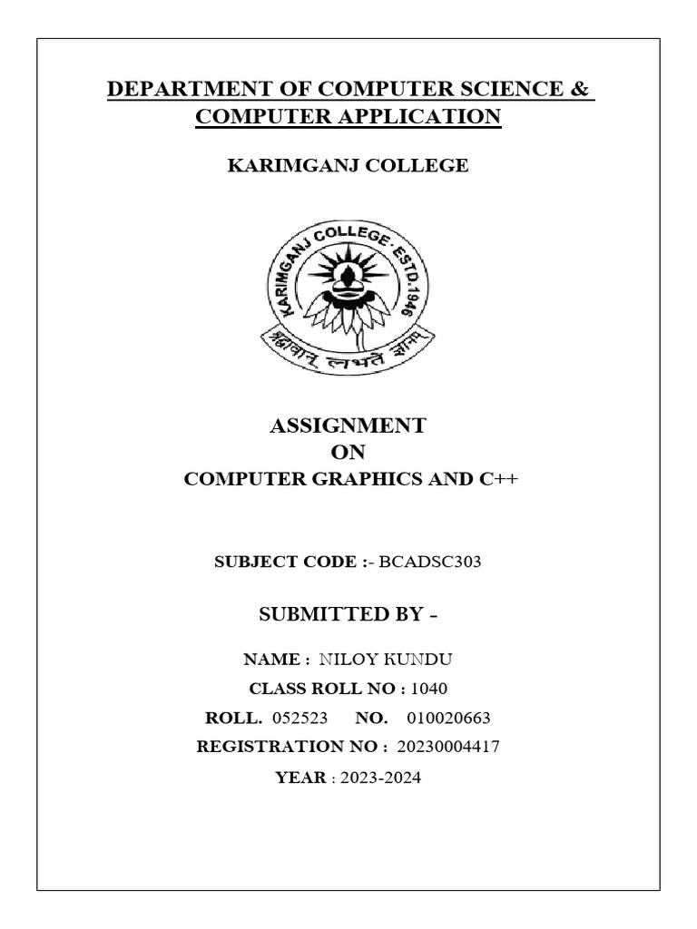 Niloy c++ Front Page | PDF