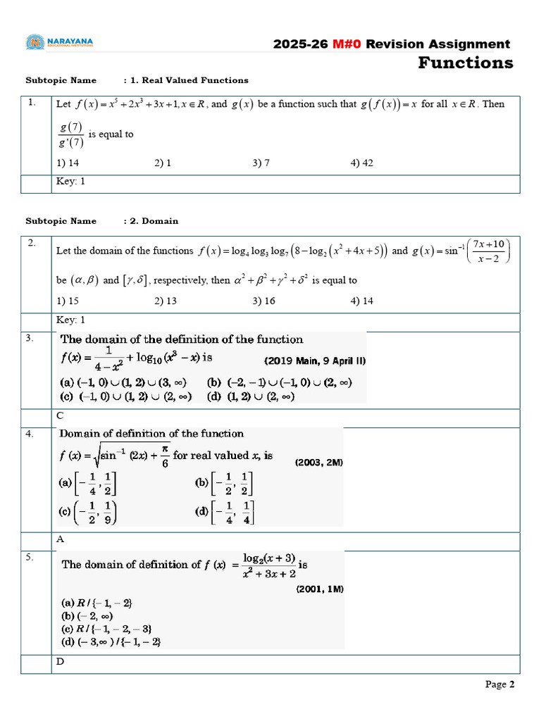 Sr Apex Calculus Revision Assignment | PDF | Logarithm | Function ...