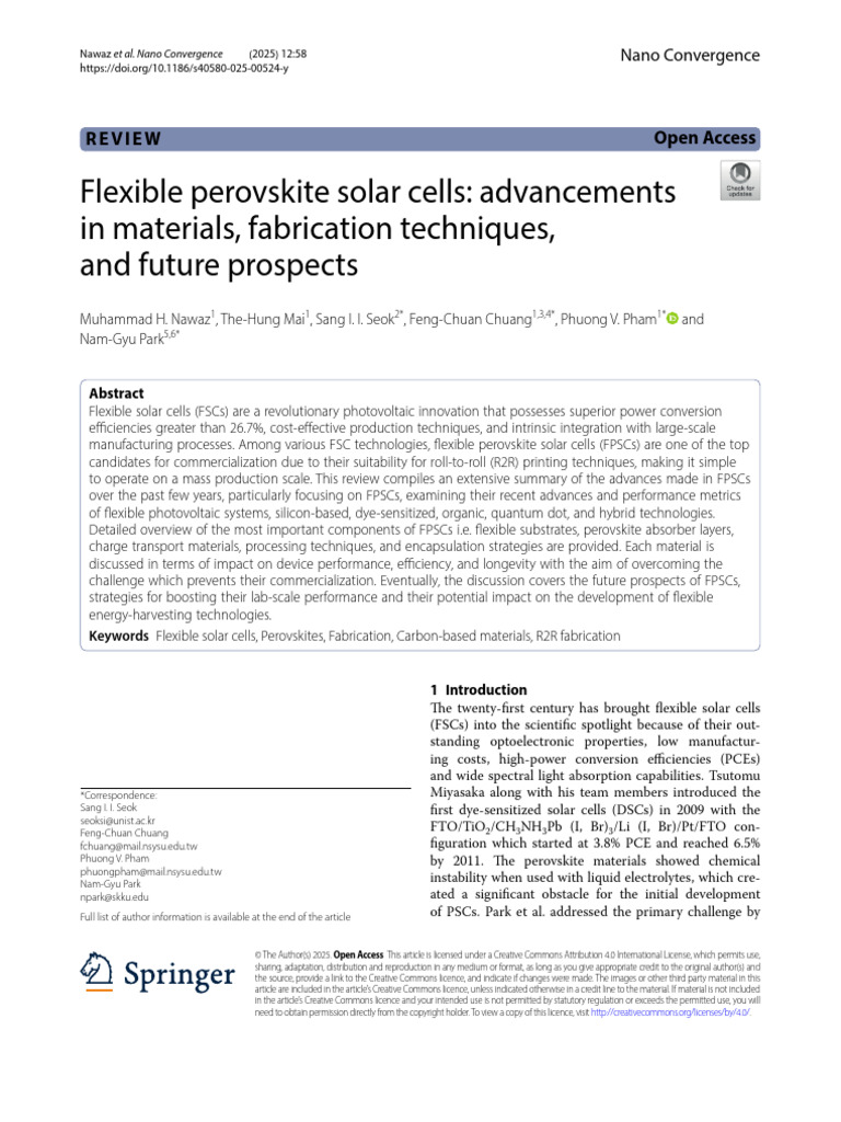 Advancements in Flexible Perovskite Solar Cells | PDF | Solar Cell ...