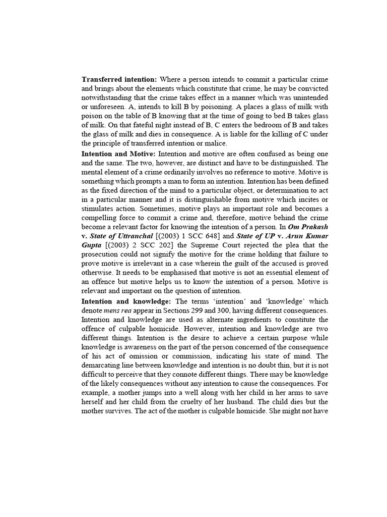 Understanding Intention in Criminal Law | PDF | Mens Rea | Criminal Law