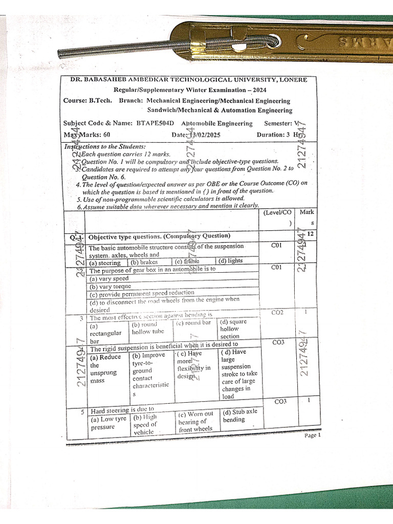 ATm Question Paper | PDF