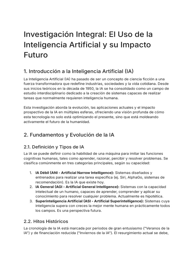 Investigación Sobre El Uso de La IA y El Futuro | PDF | Inteligencia ...