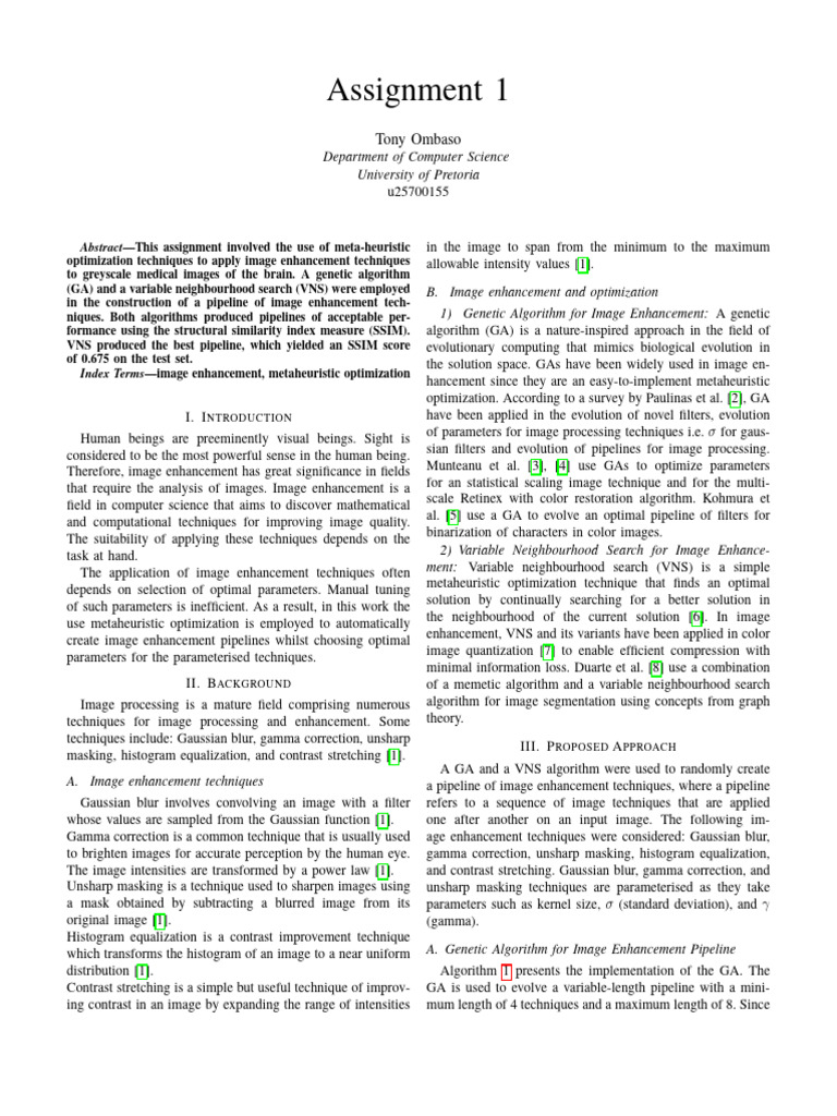 Assignment 1 | PDF | Normal Distribution | Metaheuristic