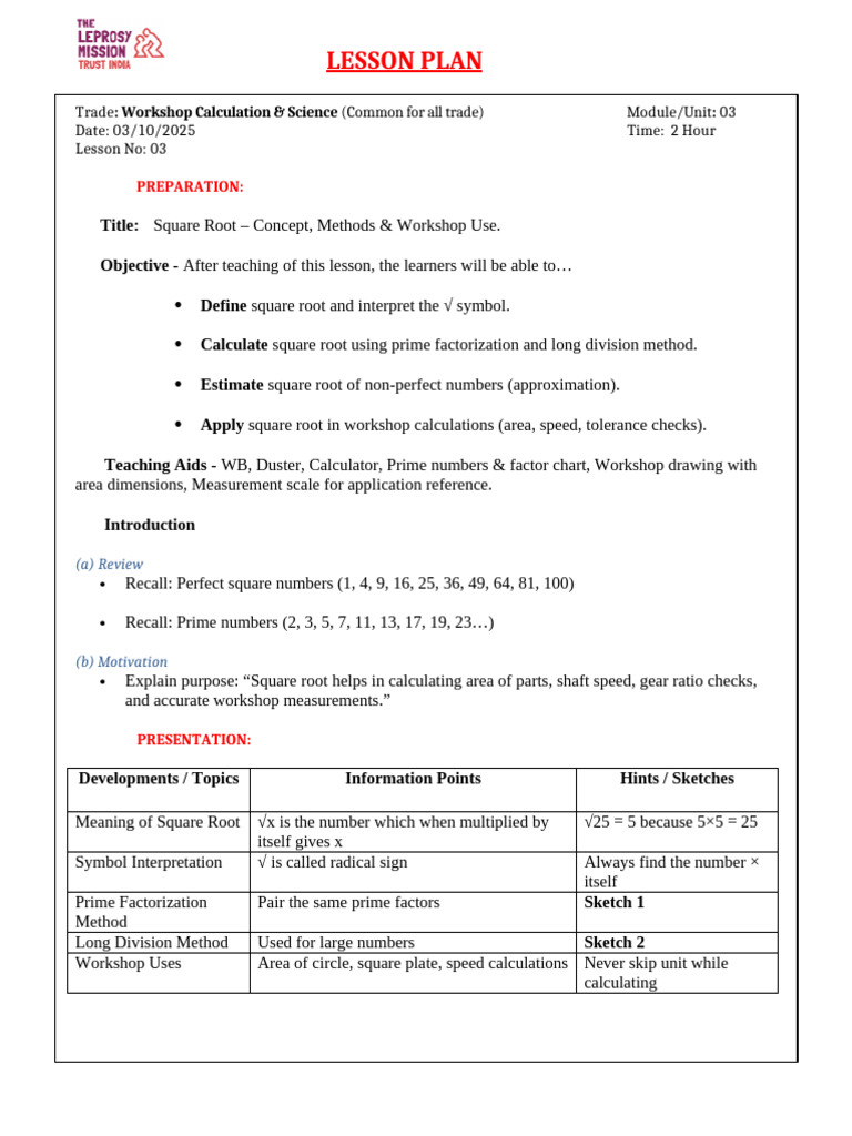 Square Root Concepts for Workshops | PDF | Square Root | Area