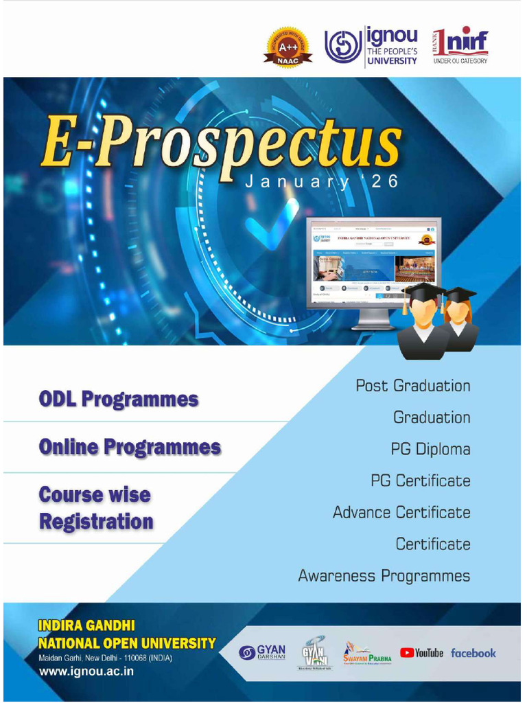 IGNOU Common Prospectus July 2025 | PDF | Academic Degree