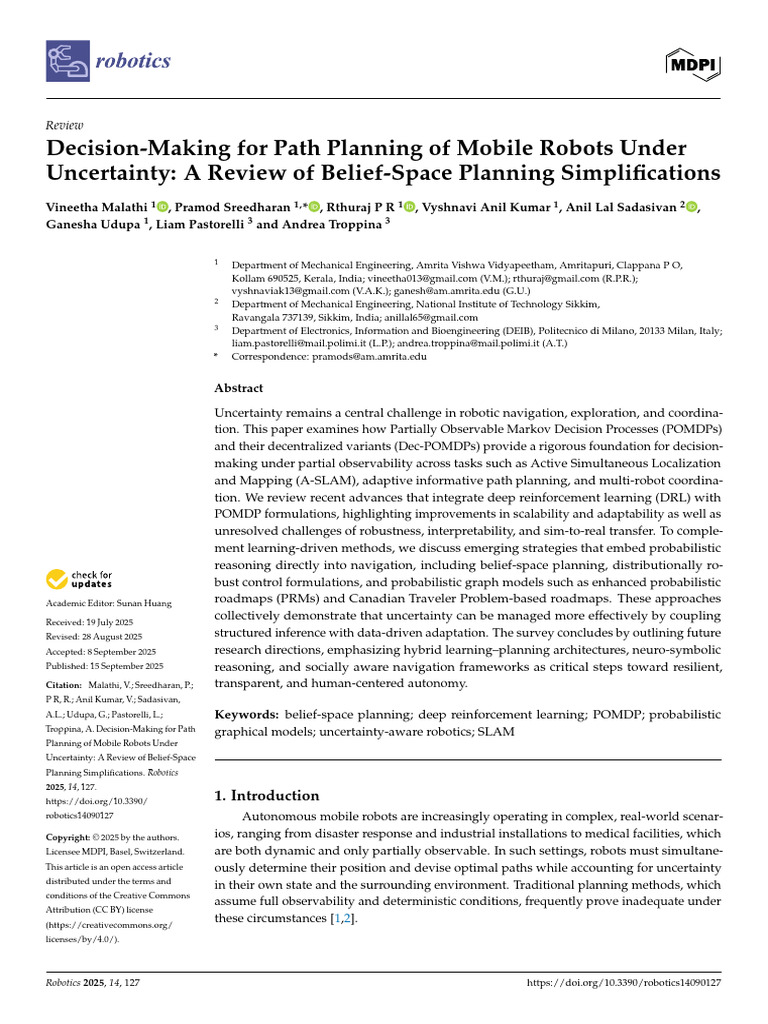 Path Planning for Robots Under Uncertainty | PDF | Kalman Filter ...