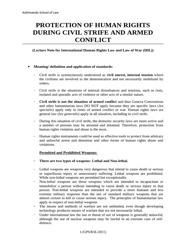 Human Rights in Civil Strife and Conflict | PDF | International ...