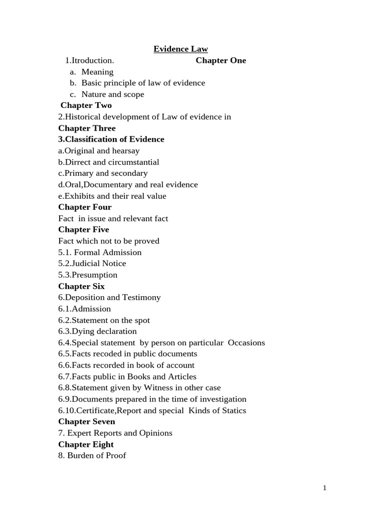 Overview of Evidence Law Principles | PDF | Evidence (Law) | Evidence