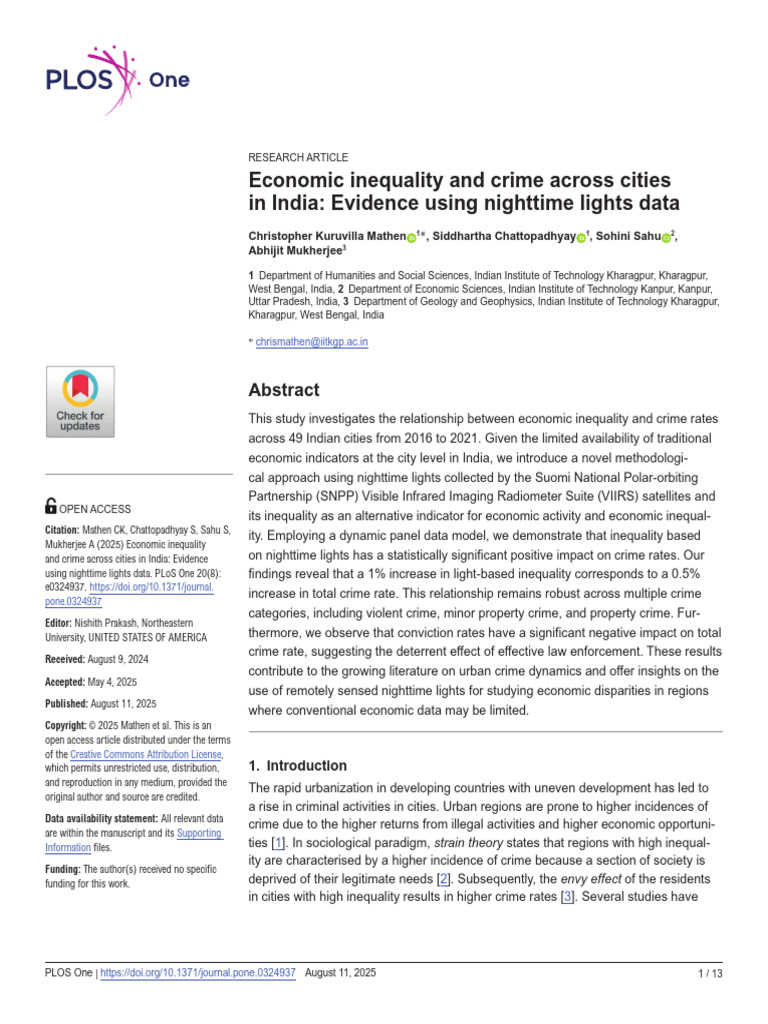 Economic Inequality and Crime in India | PDF | Crimes | Crime & Violence