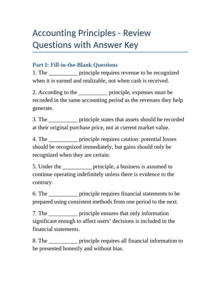 Accounting_Principles_Review_Questions_with_Answers | PDF | Historical ...