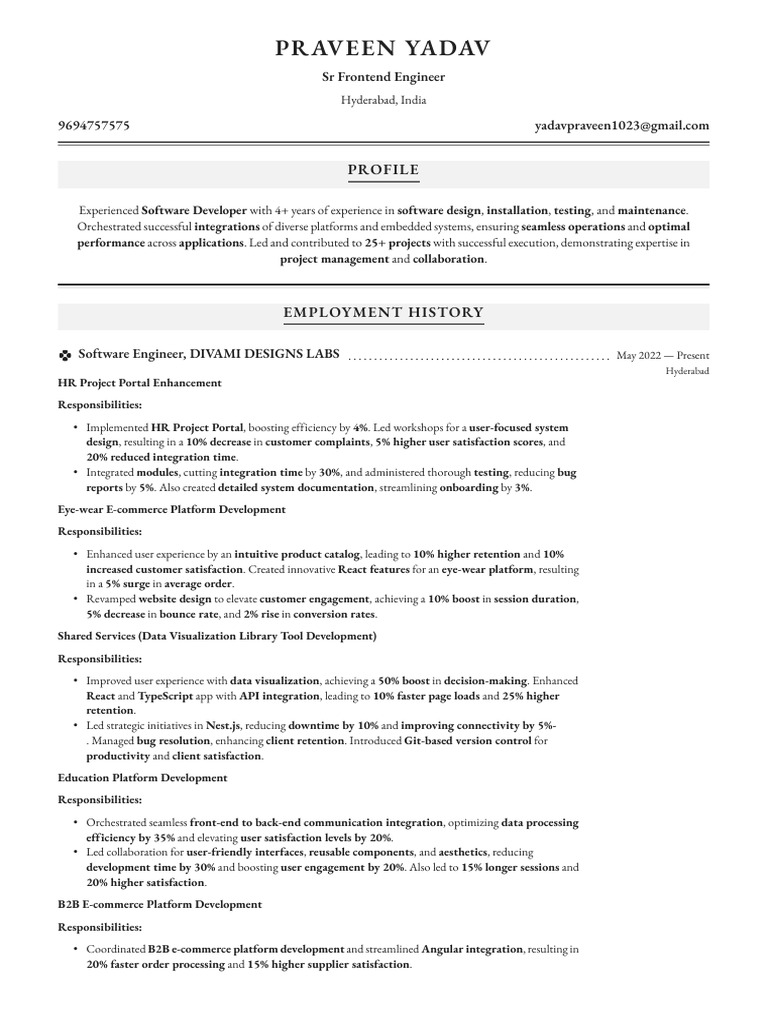 Experienced Frontend Engineer in India | PDF | User Interface Design ...