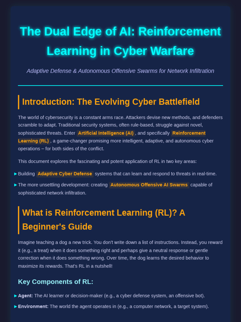 AI Reinforcement Learning in Cyber Warfare | PDF | Artificial ...