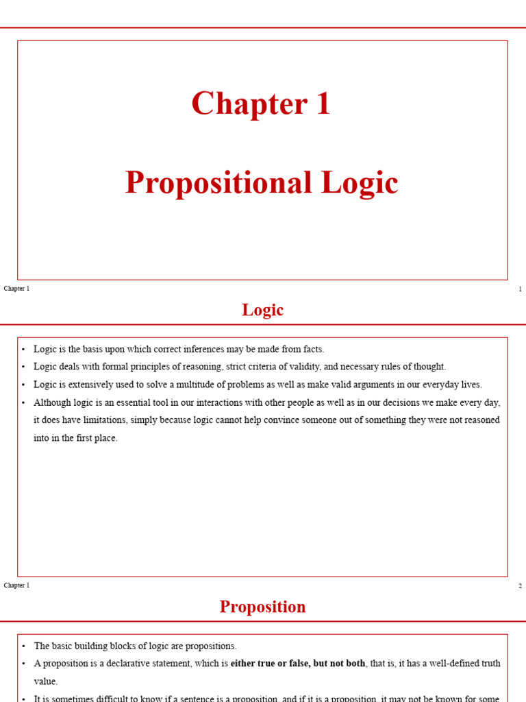 Propositional Logic Fundamentals | PDF | Logic | Contradiction