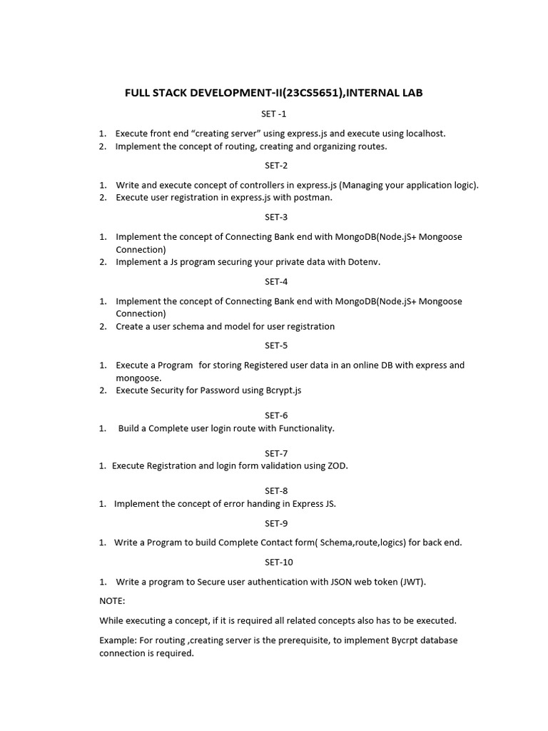 Full Stack Development Lab Exercises | PDF
