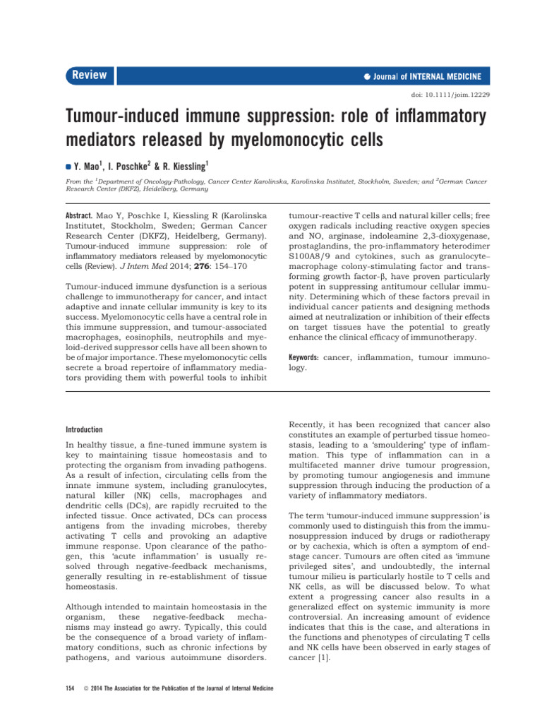 9.Tumourinduced Immune Suppression Role of Inflammatory Mediators ...