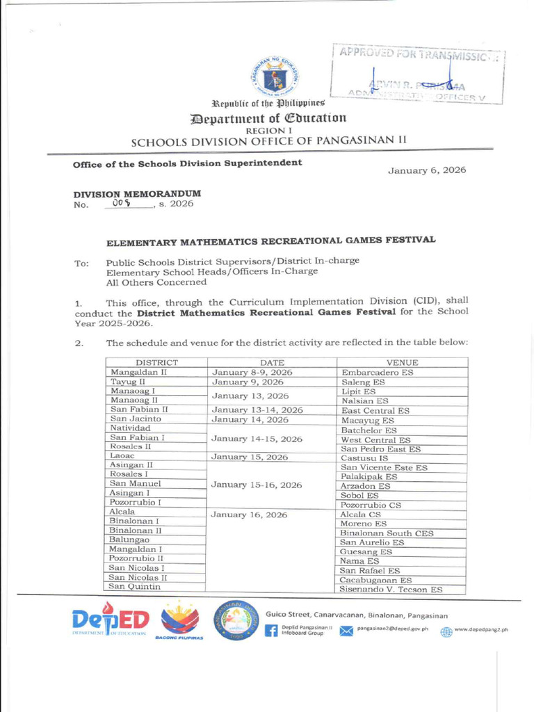Mathematics Recreational Games Festival 2026 | PDF | Cognition | Learning