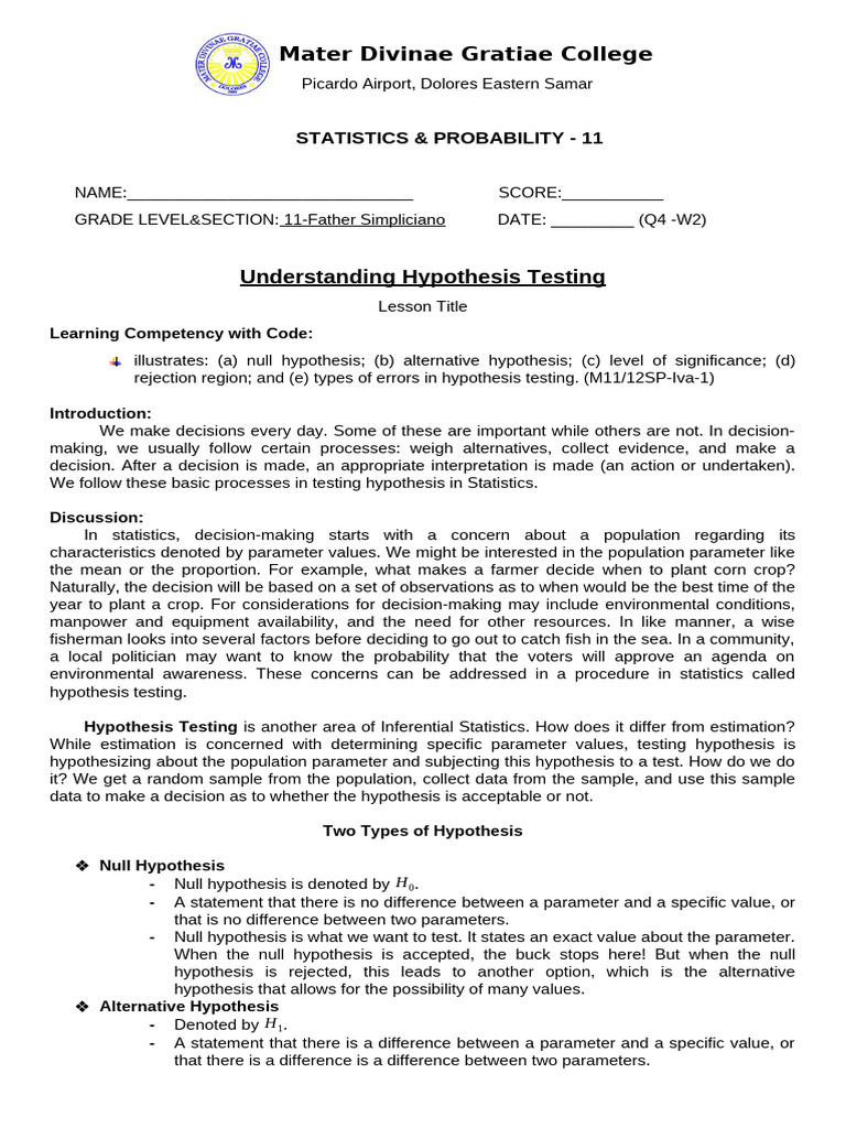 Understanding Hypothesis Testing in Statistics | PDF | Hypothesis ...