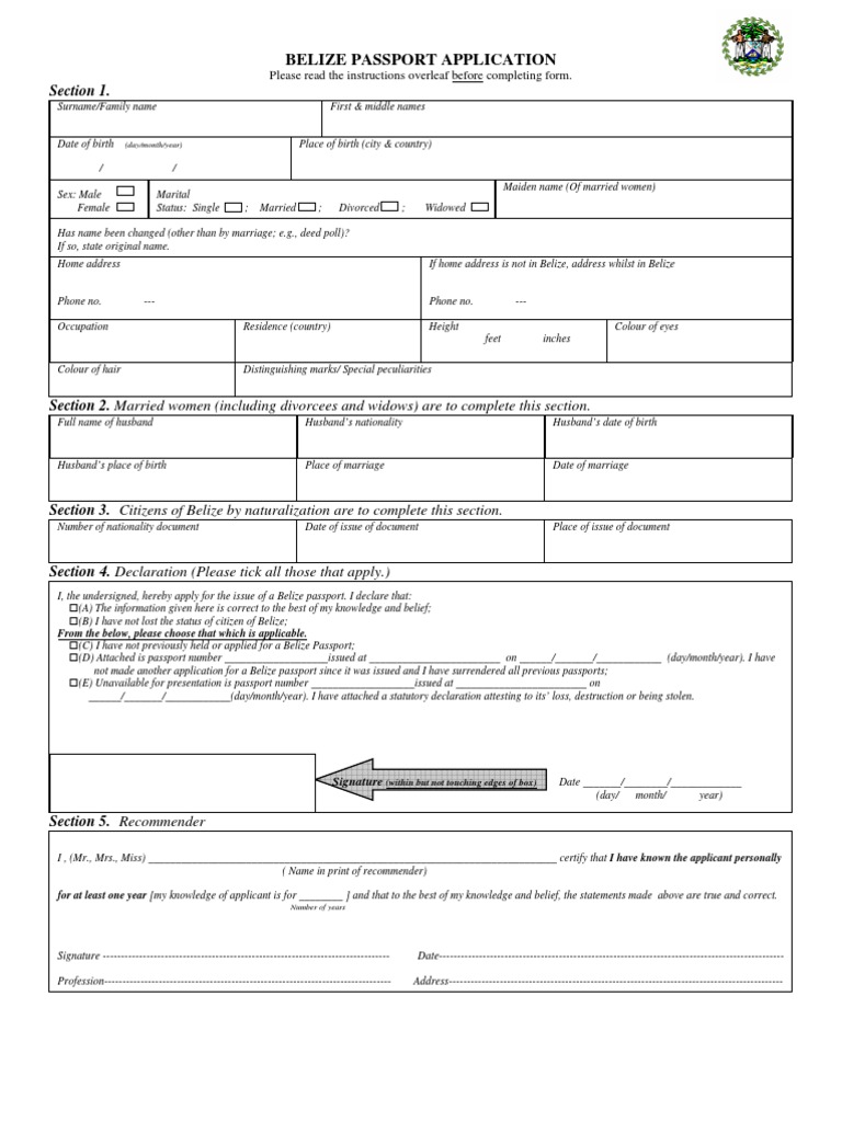 Belize Passport Application | Birth Certificate | Government
