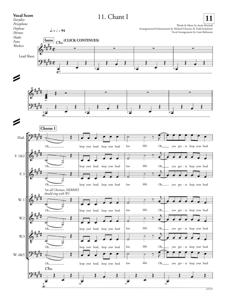 Chant I - Hadestown | PDF
