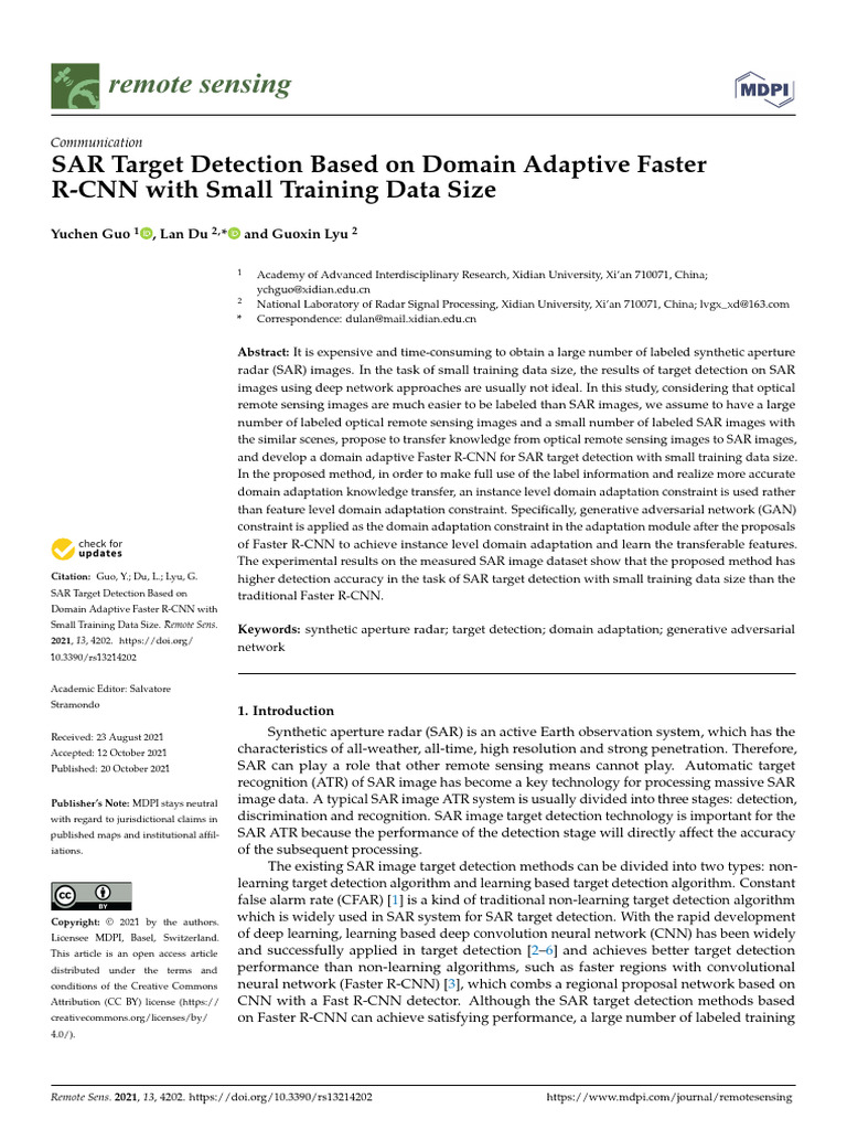 SAR Target Detection with Domain Adaptation | PDF | Machine Learning ...
