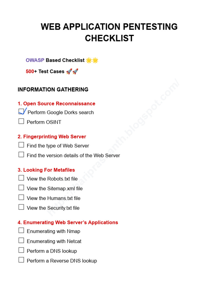 Web Application Checklist | PDF | Transport Layer Security | Http Cookie