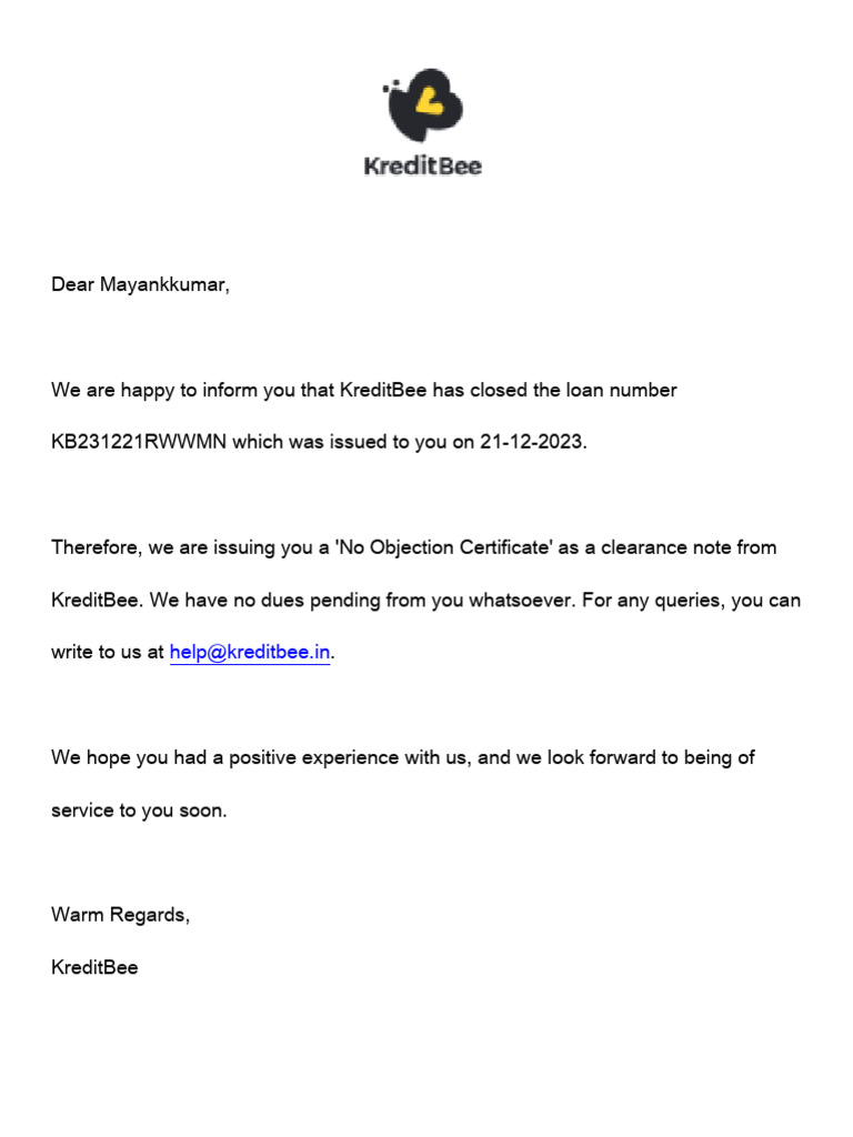 No Objection Certificate-2 | PDF