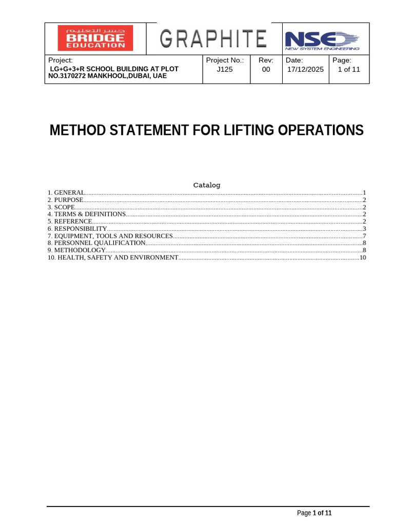 Method Statement For Lifting Works | PDF | Occupational Safety And ...